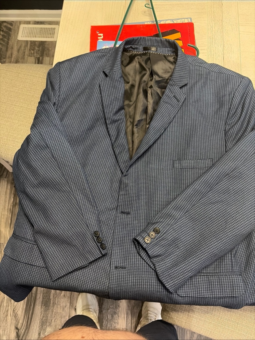 Men's Blue Checked Blazer - Classic Single-Breast